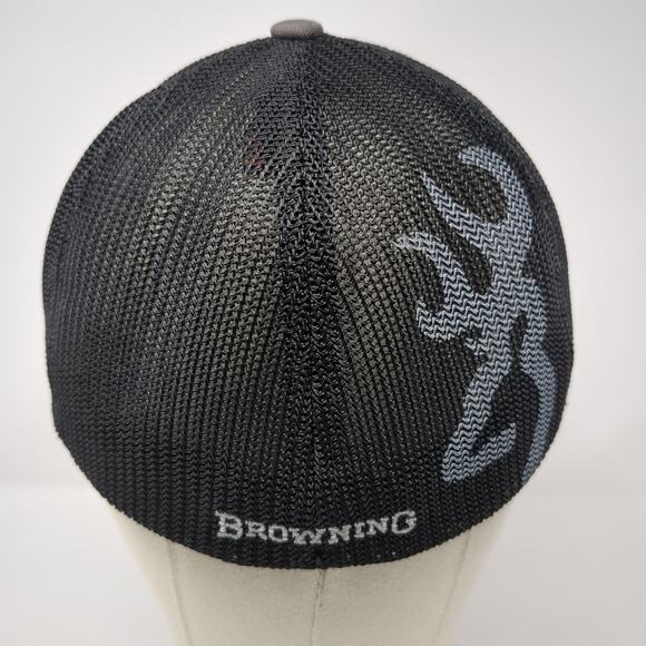 Browning Baseball Cap Gray Size XL Embroidered Mesh Back 6 Panel Flexfit - Picture 6 of 9